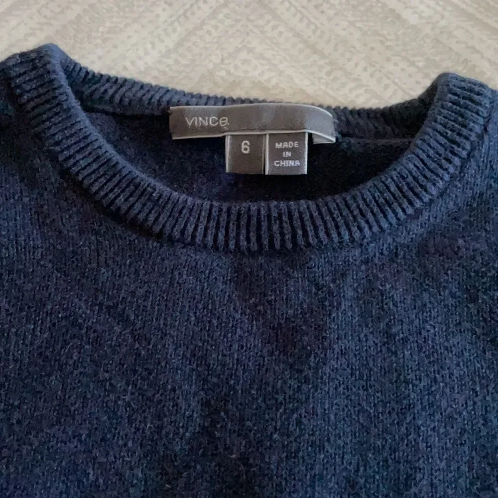 Vince Boys Navy Blue & Black Crewneck Sweater